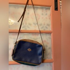 Classic Crossbody Shoulder Bag multi-colored with Brown Trim